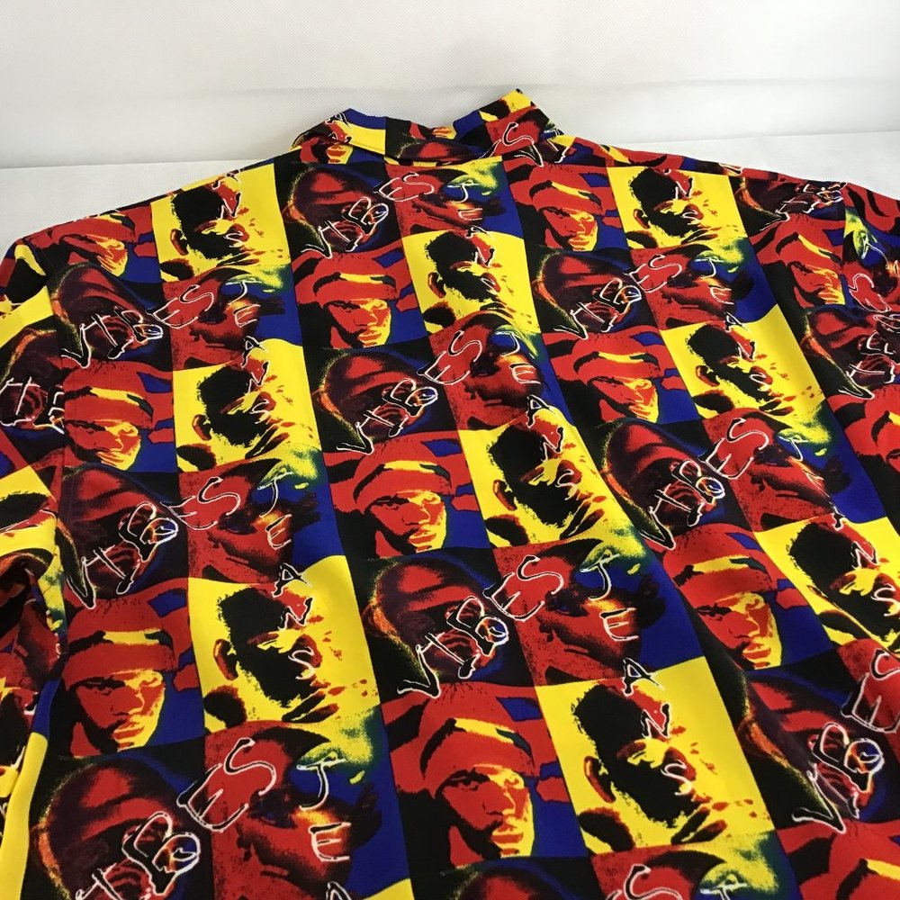 Vibes Jeans Button Down Rasta Shirt Men's L Multicolor Rap Hip Hop Urban Wear